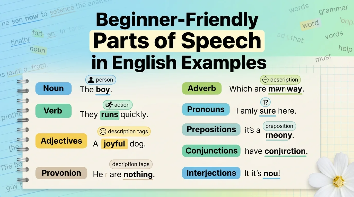 Beginner-Friendly Parts of Speech in English Examples